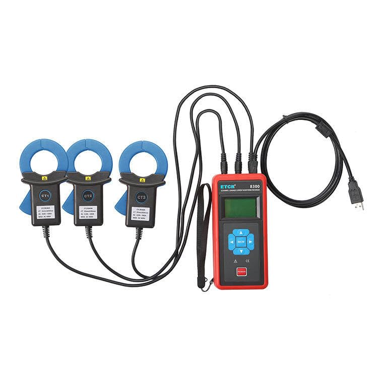 ETCR8300-040A 0mA-500A Three-Channel clamped Leakage Current Recorder for Monitoring Intermittent Leak Failures