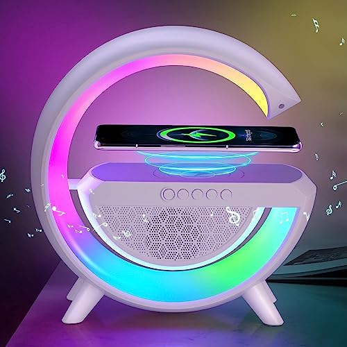 Image of Desidiya G Speaker Lamp - APP Control 3 in 1 Multi-Function Bluetooth Speaker with Wireless Fast Charging, RGB Light and Sunrise Alarm Clock for Bedroom & Bedside Table