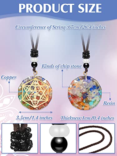 5 Pieces Chakra Necklace Orgonite Necklace Chakra Crystal Pendant Healing Necklace Energy Orgone Women Om Pendant Necklace for Women Men, 1.38 Inches2
