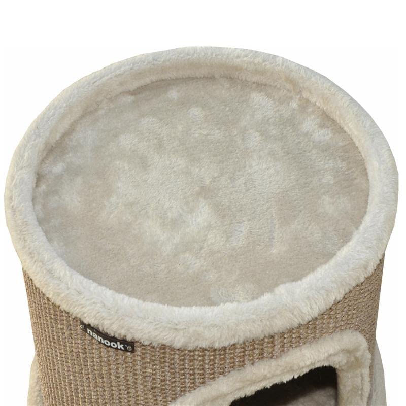 nanook Kratztonne, Höhe 89 cm, 3-teilig, Spieltonne für Katzen, 3 Ebenen, Kratzbaum, Kratzturm aus Sisal, braun/beige