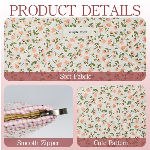 Quilted Cotton Makeup Bag, Puffy Coquette Cosmetic Pouch for Women Teens Girls, Large Travel Toiletry Organizer, Cute Aesthetic Zippered Clutch4