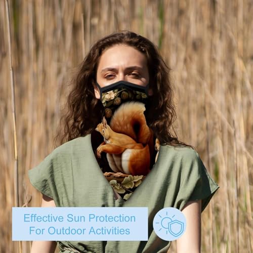 4 Pack Squirrel Neck Gaiter Face Scarf Cover Sun Protection Balaclava Cloth Bandanas with Ear Loops3