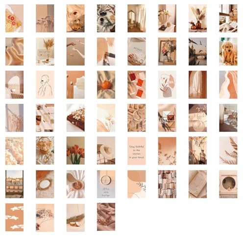 52枚入り ベージュ トーン ポスター ステッカー 防水 ノート スーツケース デコレーション ナチュラル系