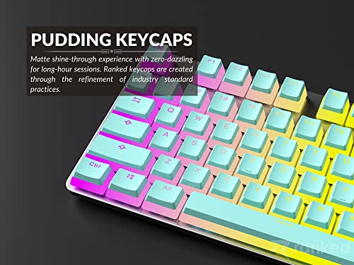 Ranked Pudding v2 PBT Keycaps, Chrysler Miami Blue, 145 Keys - Image 3