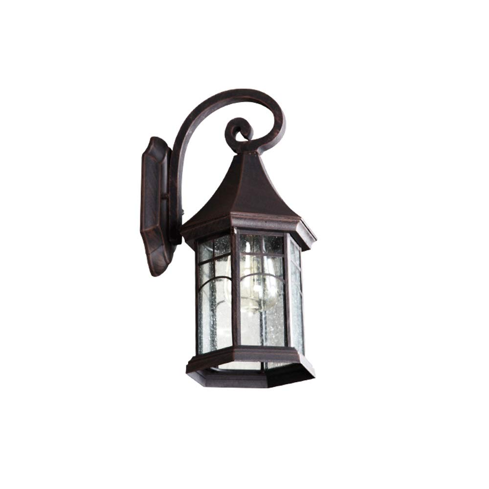 HPTHLY Wall Mounted Light Retro Outdoor Wall Lamp European Waterproof Outdoor Lighting Aisle Garden Lamp American Balcony Stairs Exterior Wall Terrace Lamp R(Brass)