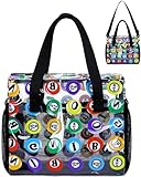 Transparente Bingo-Tasche für Bingo-Dauber, Dabber, Dobber, transparente Bingo-Taschen mit Taschen, schwarze Bingo-Tasche mit Bingo-Bällen Druck, Bingo-Spielzubehör, Bingo-Nachtpreise für Erwachsene