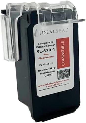 Miniatura 5 de IDEALSEAL Nueva tinta de franqueo de repuesto para cartucho de tinta roja SL-870-1 para la nueva estación de correo SendPro (CSD1) (paquete de 2)