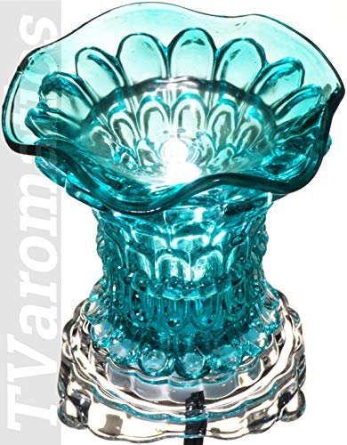 TVaromatics Teal Glass Electric Aroma Lamp with Halogen Bulb and Dimmer - ES209 Teal
