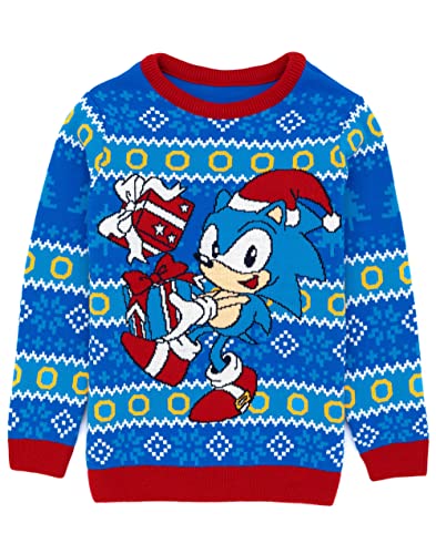 Sonic the Hedgehog Kids Christmas Jumper Boys Girls Swater a Maglia 7-8 Anni