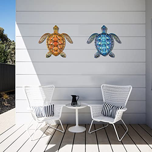 Yiya Metal Sea Turtle Wall Decor Sea Turtle Wall Art Decor For Home Bedroom Living Room Office Garden Fences Aquarium Ocean Wall Decoration, Blue #TOP6