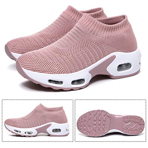 DimaiGlobal Women's Walking Shoes Sock Sneakers Slip On Comfort Mesh Fashion Cushion Lady Girls Modern Jazz Dance Easy Shoes Wedge Platform Loafers2