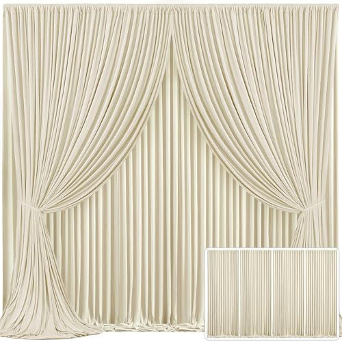 4 Panels Beige Backdrop Curtain for Wedding Parties Wrinkle Free Beige Photo Curtains Backdrop Drapes Fabric Decoration for Baby Shower Photoshoot 20ft(W) x 10ft(H)