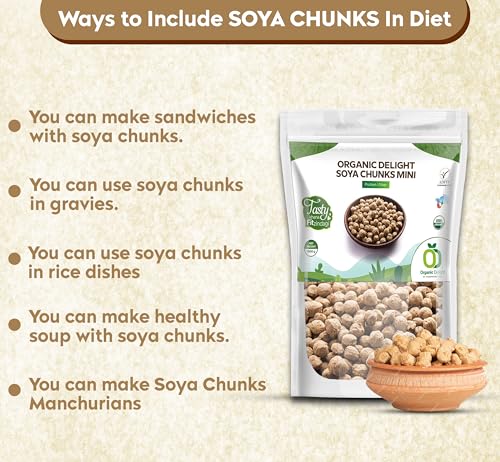 Image of Organic Soya Chunks Mini 900gm By Organic Delight USDA Certified Healthy & Tasty Soya Bean Chunks With Natural High Protein Source Of Dietary High Fiber Fresh Wadi 900 gm