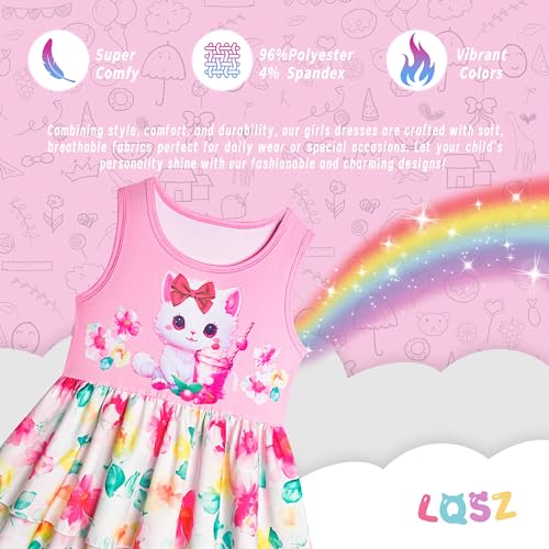 LQSZ Girls Dress Easter Cartoon Summer Vest Sleeveless Tutu Princess Casual Dresses for Kids 2-12 Years3