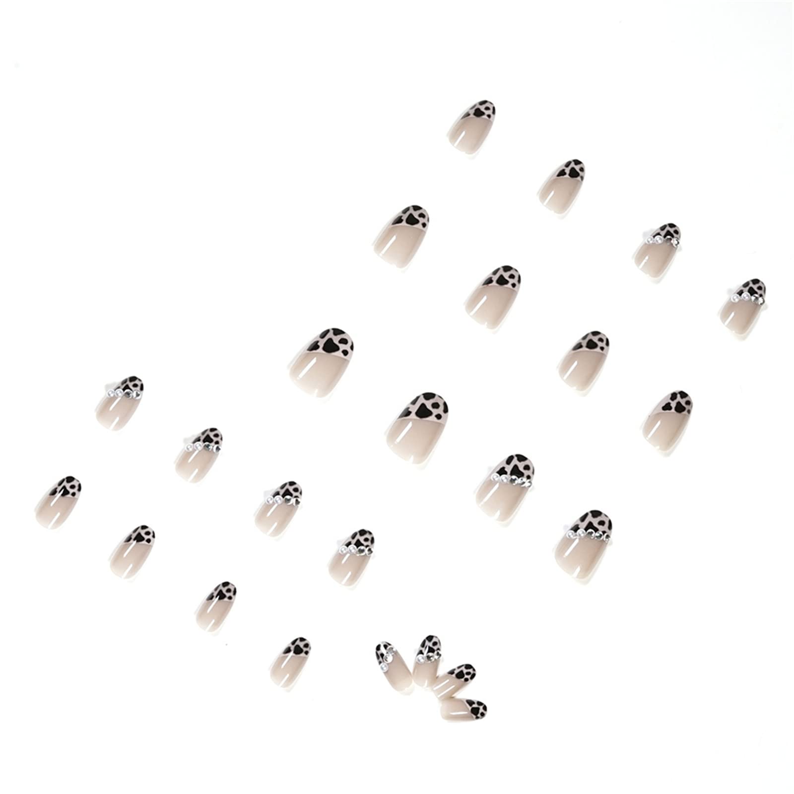 Unghie Finte Corte Affilate Copertura Completa Colla Inclusa Glitter Stampa Leopardo Stampa sulle Unghie 24 Pezzi Nail Art Tip con Scatola per Saloni di bellezza e Donne Nail Art fai da te