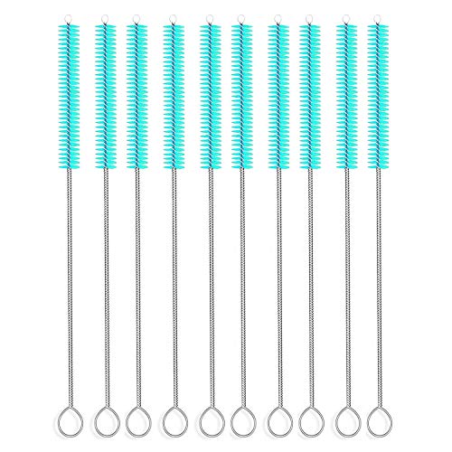 Long Straw Brush, Nylon Pipe Tube Cleaner 10-ihch X 2/5-inch Set of 10 (Green)