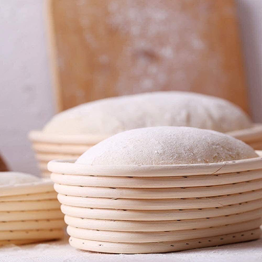 Sauerteig Brot Backset - Ovaler Gärkorb 25cm Mit Teigschaber & Zubehör