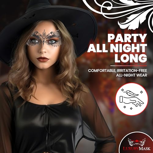 Image of Masquerade Mask for Women with Rhinestones - Elegant Metal Half Face Mask for Masquerade Parties, Mardi Gras, & Themed Events