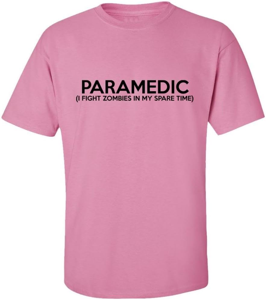 Zombie Underground Paramedic (I Fight Zombies) Adult T-Shirt (Pink, Large)