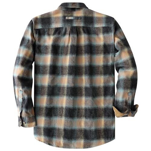 Dubinik® Mens Flannel Shirt Long Sleeve Button Down Plaid All Cotton Soft Brushed Flannel Shirt for Men Utility Casual Shirt2