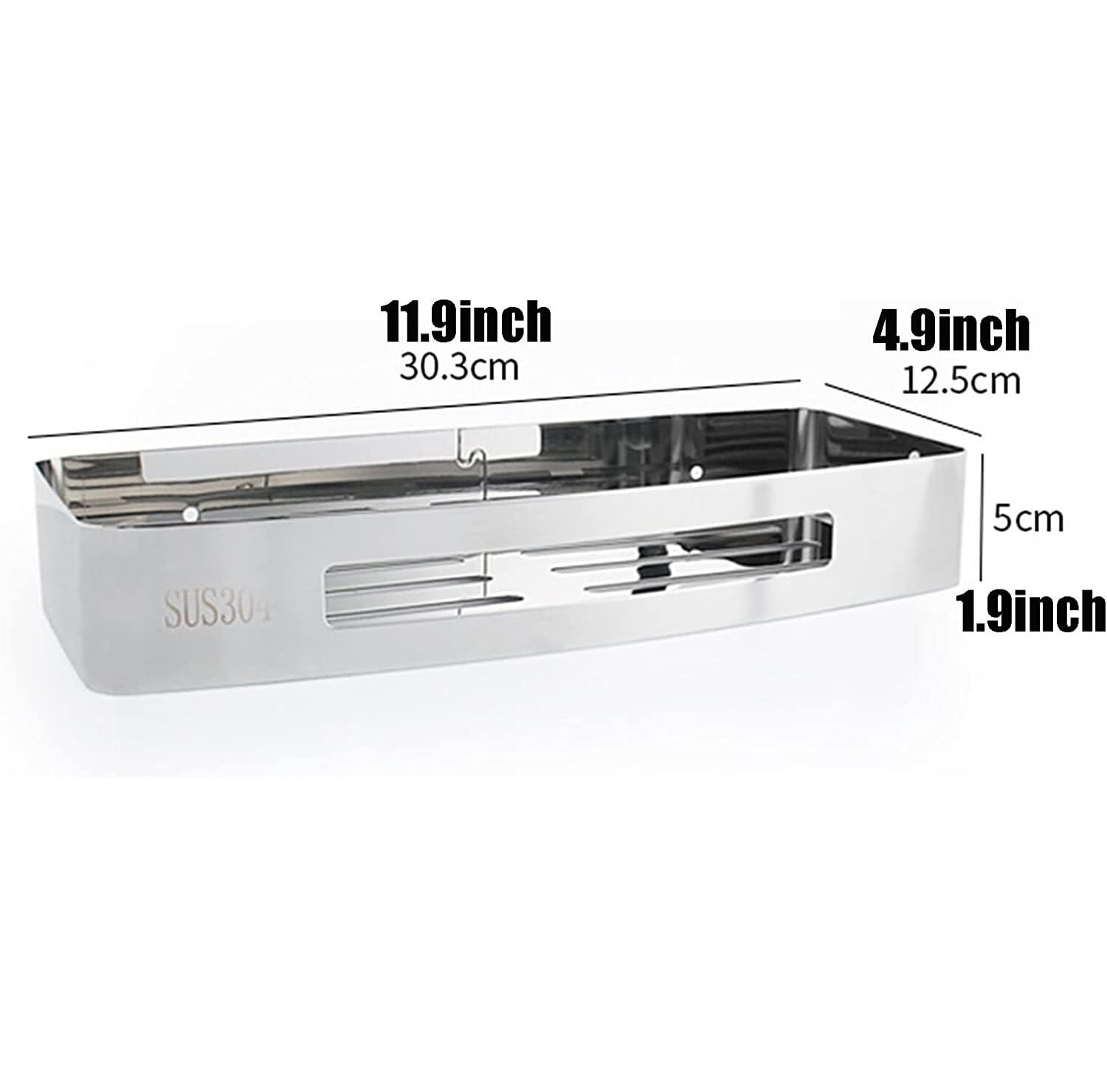 Mensola Bagno Mensola Portaoggetti da Doccia in Acciaio Inox con Ganci Parete per Bagno Senza Perforazione Scaffale Doccia(30.3 * 12.5 * 5cm)