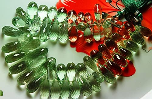 Améthyste verte naturelle en briolettes longues, perles de quartz vert 430 cts - 2