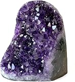 Extreme Rocks & Fossils Natural Amethyst Cluster with Polished Edges [2 to 2.5 LB.]   Real Raw Geode Healing Crystal Rock from Uruguay   Deep Purple Decor   Free Velvet Pouch of Rose Quartz