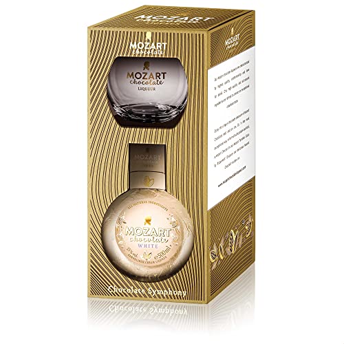 Mozart Likör Geschenkset, White Chocolate Schokoladenlikör mit Connaisseur Glas (1 x 0,5 l)