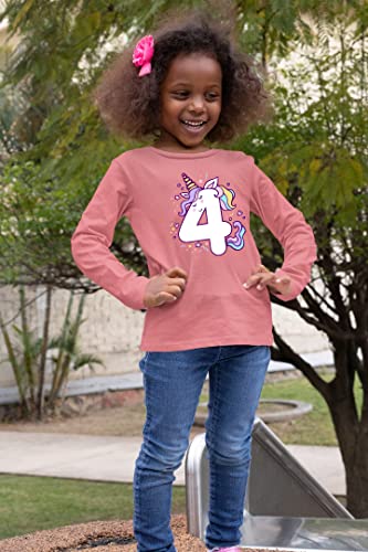Image of Unicorn 4th Birthday Shirts for Toddler Girls Outfit 4 Year Old Fourth Four Shirt