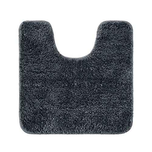MIULEE Absorbent WC Toilet Rug Non Slip U Shape Bath Mat with High Hydroscopicity Rugs Super Soft Cozy and Shaggy Microfiber Rug Carpet for Bathroom 45x45 cm Dark Gray