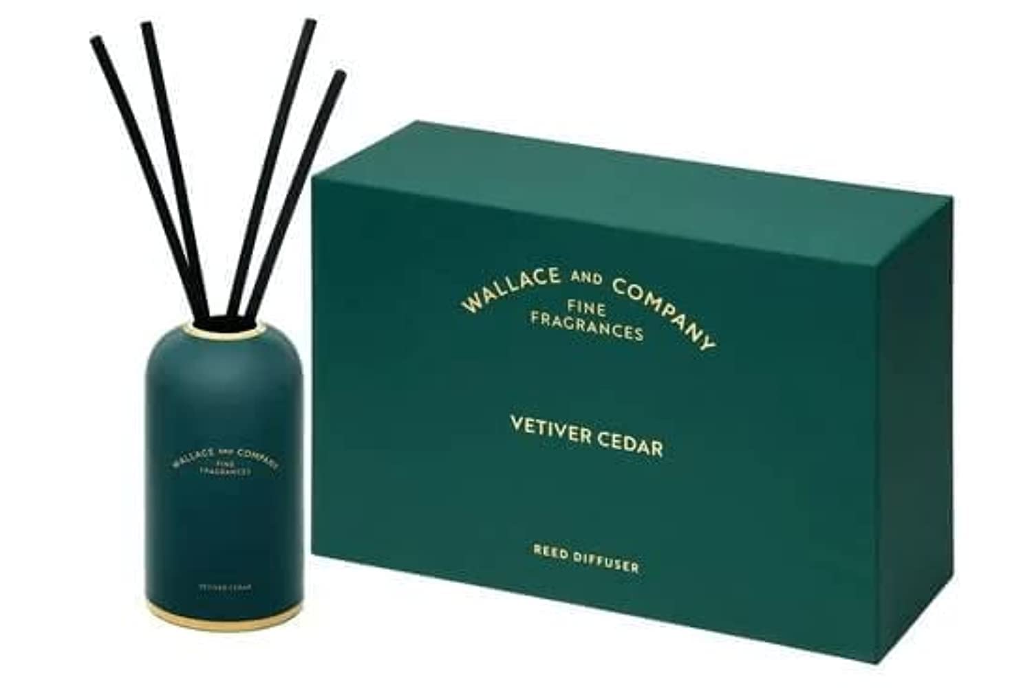 Vetiver Cedar Reed Diffuser Set 300ml - Porcelain Vessel, 18-Carat Gold Rim, Eco-Friendly and IFRA-Certified Formula