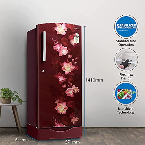 Image of Lloyd 225 L 2 Star Direct Cool Single Door Refrigerator (GLDC242SGWS2PB, Gardenia Wine, With Base Stand)
