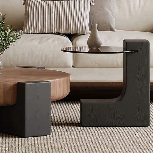 Image of The Attic Josephine Coffee Table Set, Glass Coffee Table, Wooden Centre Table