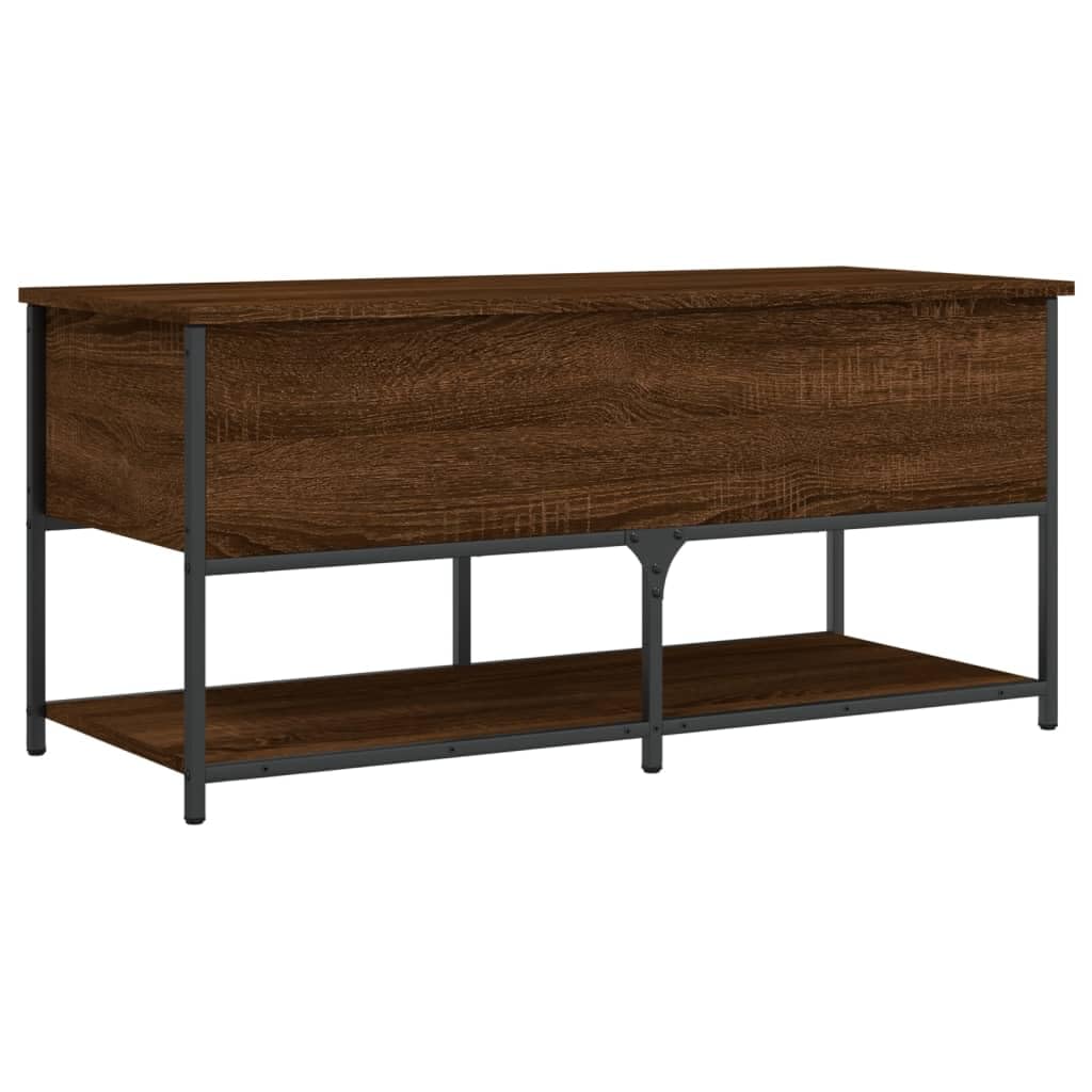 Banc de couloir aspect chêne et métal pour organiser l'entrée de la maison