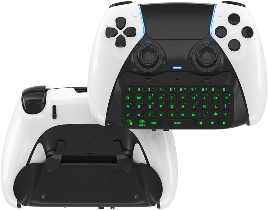 Sikiwind Controller Keyboard 500mAh Wireless Keyboard Bluetooth Support Green Backlight Built-in Speaker for PS5 Gamepad Mount