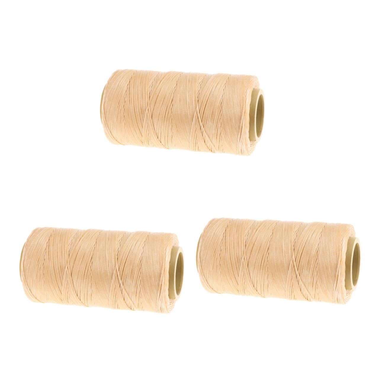 STOBOK 3piezas Hilo De Coser Encerado Para Cuero Línea Plana Resistente y Duradera Para Proyectos De Reparación Manualidades y Encuadernación Color Amarillo No