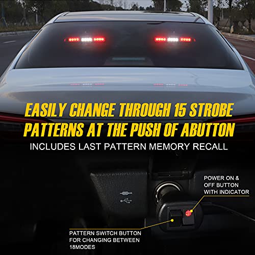 Xridonsen Emergency Dash Traffic Advisor Strobe Lights Bar Safety Warning Volunteer Firefighter Lights Interior Windshield Deck Split For Law Enforcement Vehicles Trucks (Red/White, 2X10, 24 Led) #TOP3