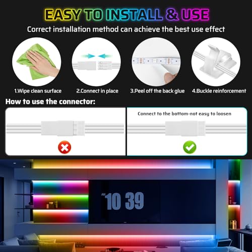 4M LED Strip,8X50CM Dimmbar Dreamolour Unterschrank Beleuchtung mit RF Fernbedienung & APP Steuerung,USB Musik Sync Farbwechsel LED Lichtband,Flexibel Selbstklebend DIY Streifen für Vitrine,Regal