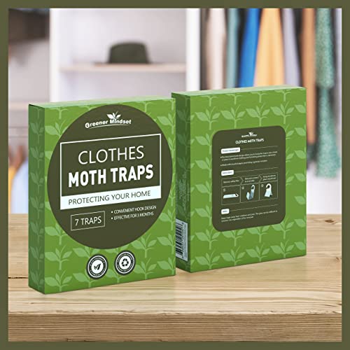 Greener Mindset Clothes Moth Traps 7-Pack - Capture Clothing Closets, Carpets & Wool - Webbing & Case-Bearing #TOP5