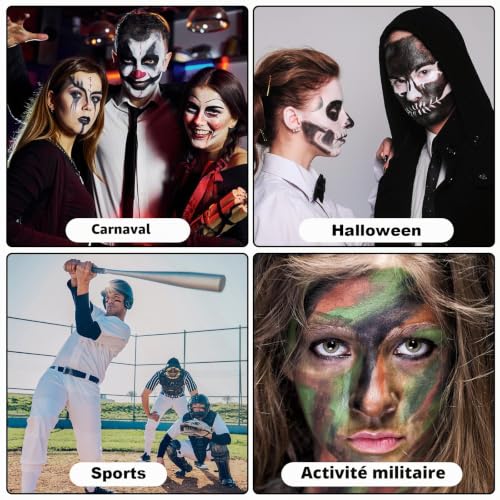 Aomig 3 PièCes Camouflage Peinture Visage Crayon corporel en bâton, Camouflage de Faciale Couleurs D’armée, Maquillage de Peinture Corporel halloween, A-Trois Couleurs(90 g) – vue 7