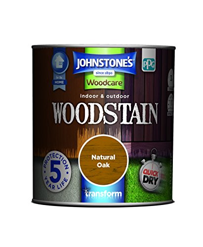 Johnstones - Interior & Exterior Woodstain - Natural Oak | Weathershield UV Resistant Quick Drying in 4 hours Durable & Flake-Resistan 5 Years Protection | 250ml
