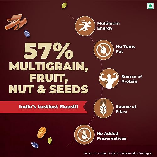 Image of Kellogg's Chocolate Muesli 450g | 12-in-1 Power Breakfast | India's No. 1 Muesli | Multigrain Breakfast Cereal | Pack of 2