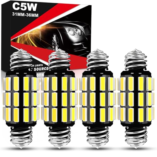 OUSHI 31MM 36MM Innenraumbeleuchtung Glühbirne, CANBUS 12V 24V 6500K Weiß 1.22'' 1.42'' Glühbirne für Lichtkuppeln Kofferraumbeleuchtung Kennzeichenbeleuchtung, 4 Stück