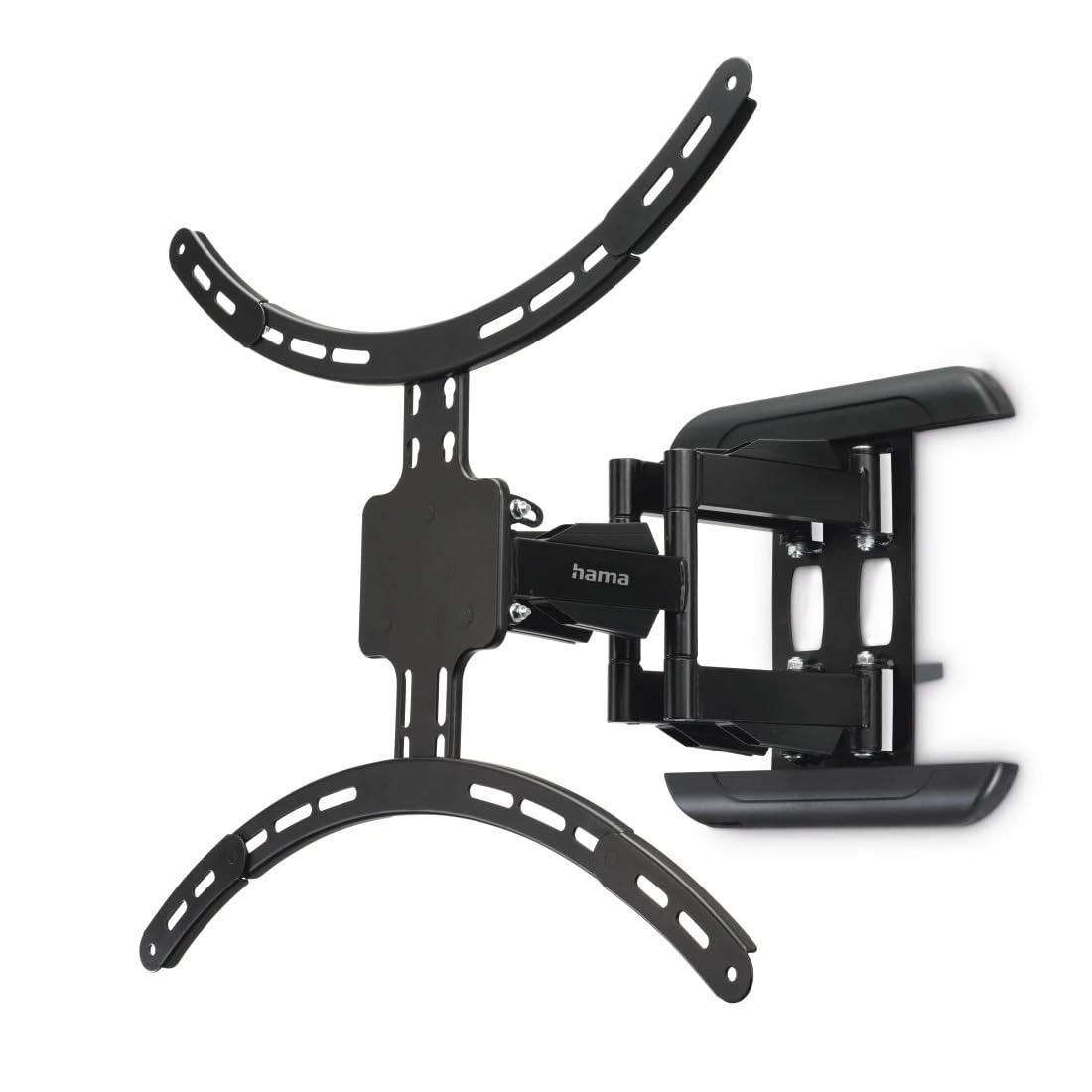 Hama TV Wandhalterung schwenkbar, neigbar, ausziehbar (TV Wandhalterung 90 Zoll, VESA 200x200 bis VESA 600x500, bis 50 kg, Kabelmanager, mit Fischer Dübeln) schwarz