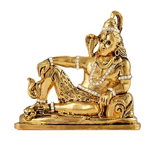 Relicon Lord Shiv Idol | Shankar Idol | Shiva Idol (Design-112) Gold Metal Statue for Car Dashboard | Mandir Pooja Murti | Temple Puja | Home Decor | Office Table Showpiece (L*B*H-7.5 x 1.5 x 7.5 Cm)