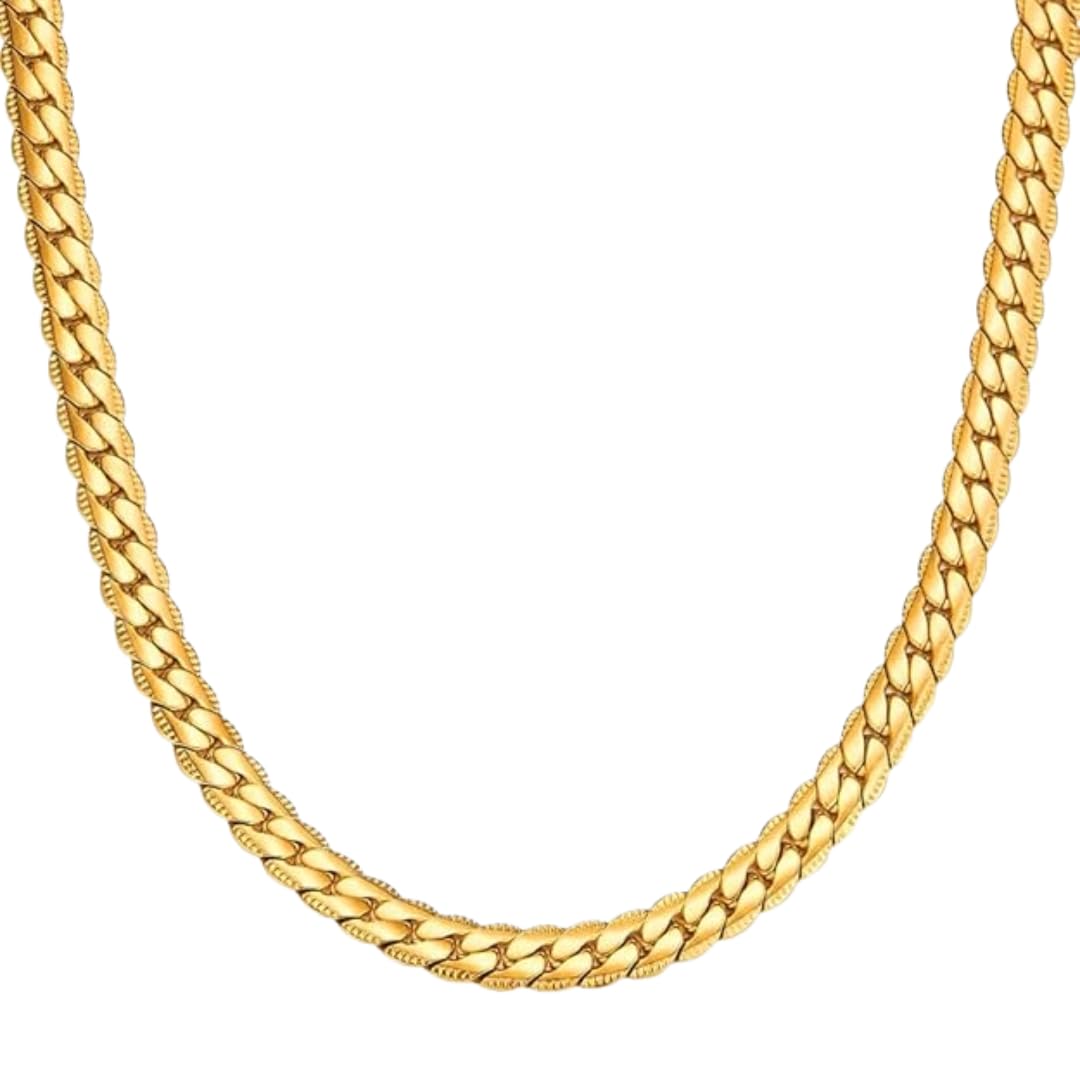 5mm Omega Gold Chain for Men & Boys | 18K Gold Plated Stainless Steel Cuban Curb Link Chain Necklace | Anti Tarnish Stylish Fashion Jewellery Chain-image-46