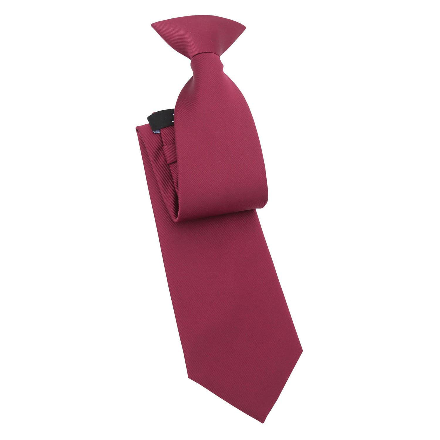 Dqt Men's Burgundy Plain Twill Clip-On Tie - Pre-Tied Necktie - Wedding, Business & Formal