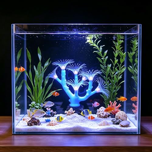 Image of ZtohPyo Aquarium Coral Plant Ornament with Glowing Effect, Silicone Soft Fish Tank Decorations, Artificial Glow in The Dark Plant Ornament for Fish Tank Landscape Decoration