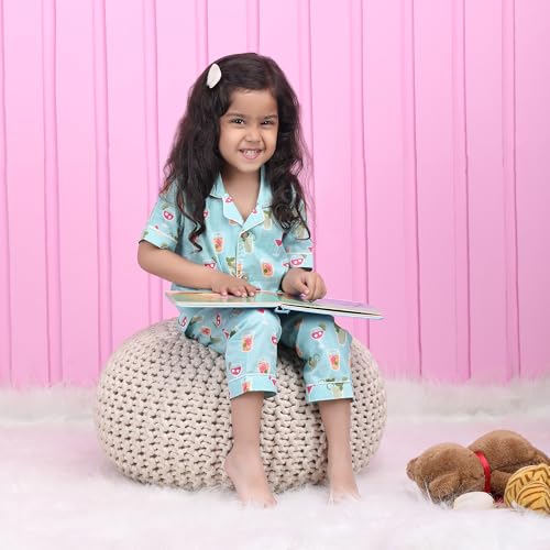 Image of POLKA TOTS 100% Pure Cotton Half Sleeve Night Suit for Kids, Girls & Boys | Cotton Pyjama Set | Unisex Night Dress for Children | Night Suit for Girls |Sleepwear for Kids | Winter Night Dress for Boys