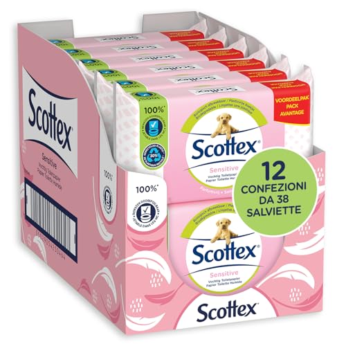 Scottex Sensitive Carta Igienica Umidificata, 456 Salviette
